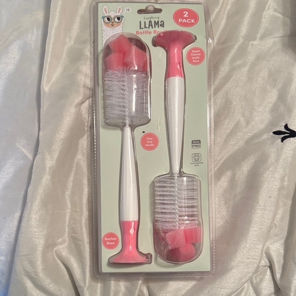 Other - Laughing Llama Pink & White Bottle Brush Set - 2 Pack